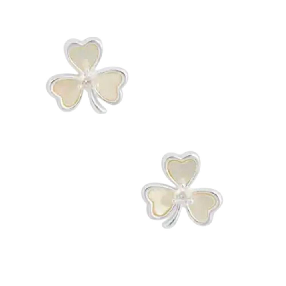 Argento Vivo Sterling Silver Mother-of-Pearl Cubic Zirconia Clover Stud Earring